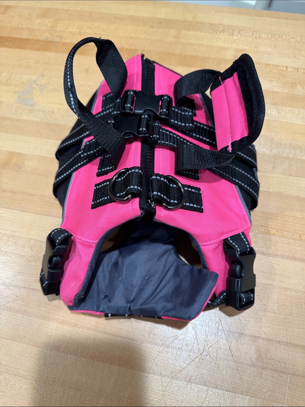 Pink Dog Harness Life Vest XS with Black Trim